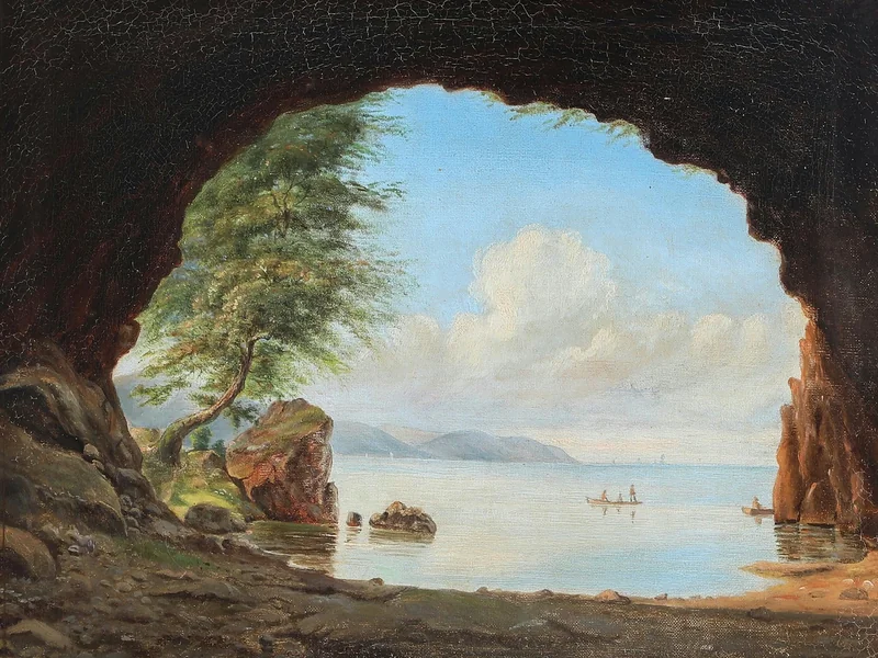 1814-Olivia Sophie Frederikke Wanding - Vista da una grotta italiana